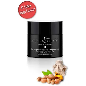 Stella Simone MoroArgan Oil Texture and Edge Control with Argan and Coconut Oil for texture, shine, and medium hold with a semi-matte finish