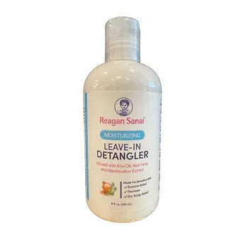 Reagan Sanai Moisturizing Leave-in Detangler 8 oz bottle, helps soften hair, prevent tangles, and promotes a healthy scalp. Perfect for natural hair