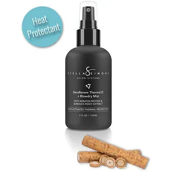 Stella Simone KeraRenew Thermal D + Blowdry Mist with Birch Extract, Aloe Vera, and ProVitamin B5, protects hair from heat damage and adds volume